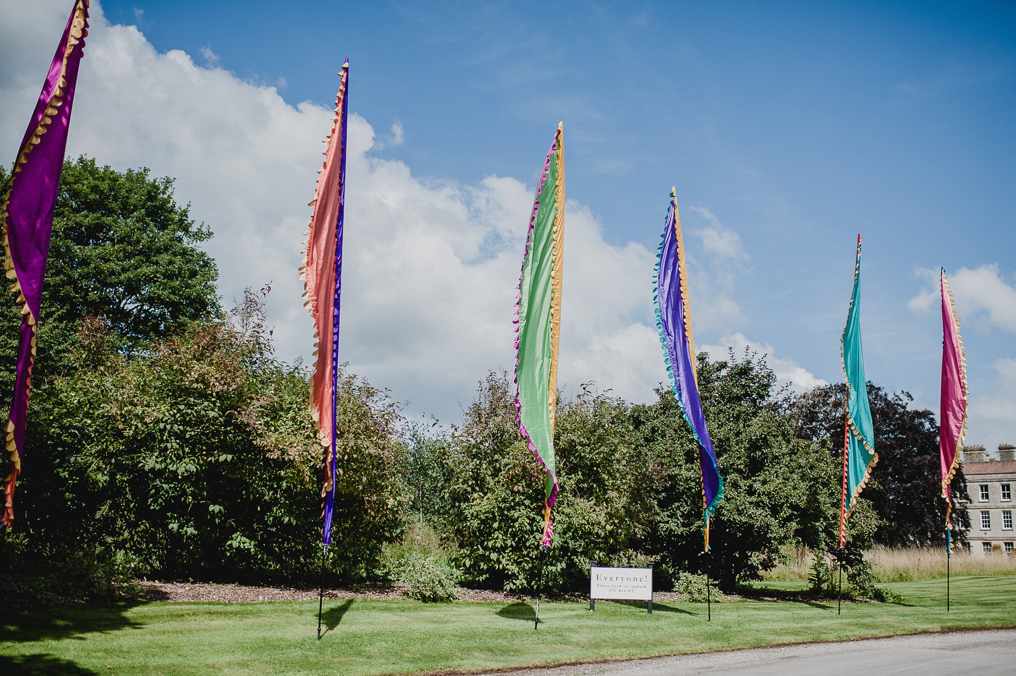 Festival wedding flags by every event hire for elmore court wedding fair