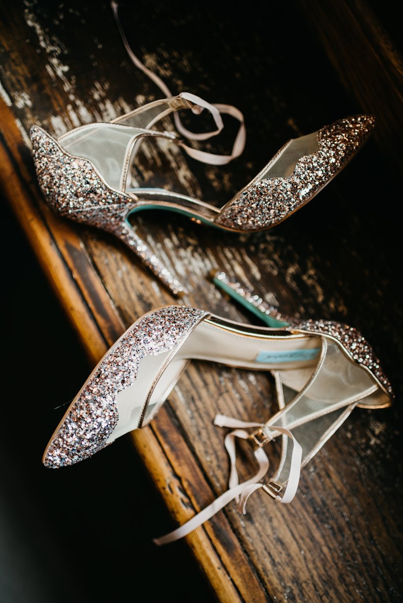 Gold sequin bridal shoes for classic glamour inspiration in 2021