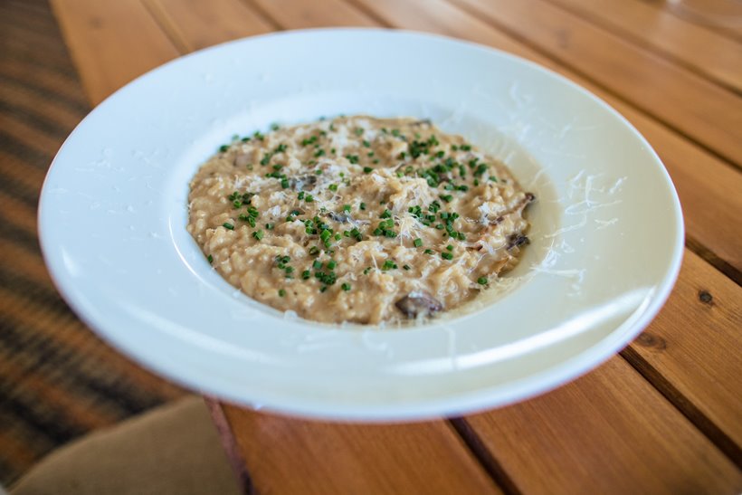 Wild mushroom, champagne & truffle risotto (winter wedding menu)