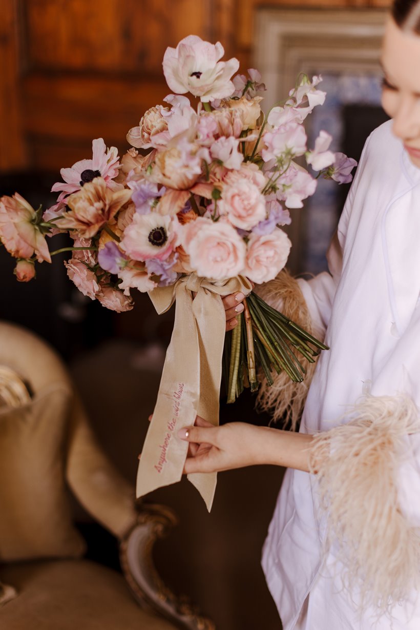 pink and purple wedding bouquet