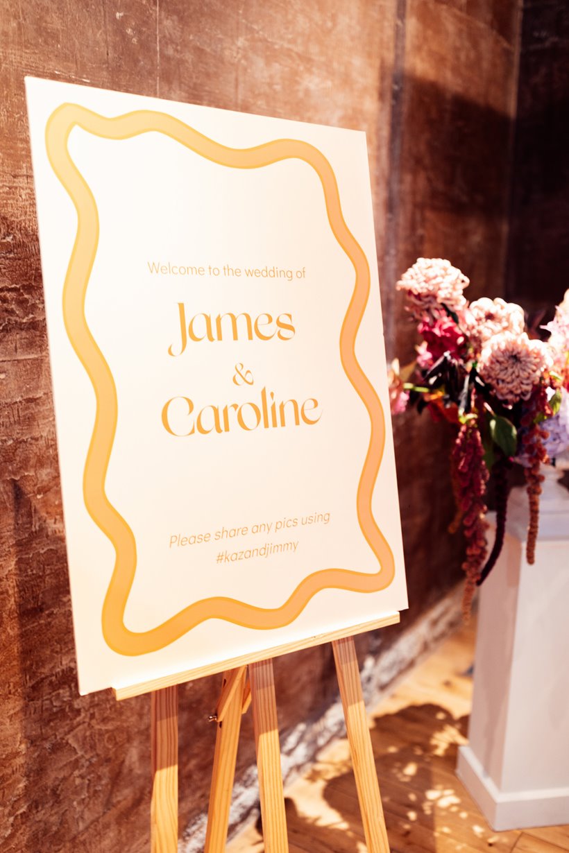 Retro wedding signage for a fun party wedding