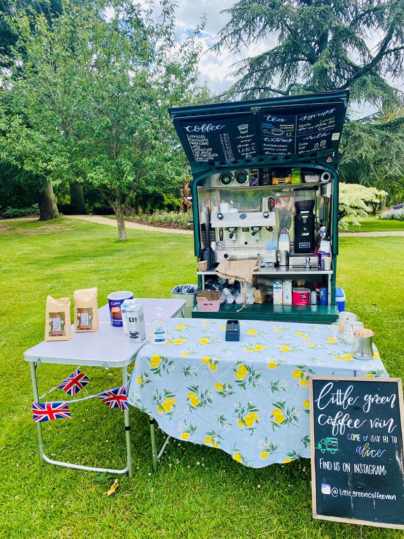 Little green coffee machine van in Gloucester