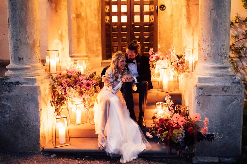 colourful wedding at an unusual wedding venue in the cotswolds